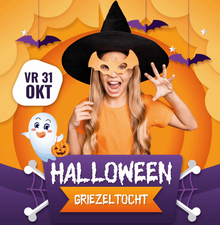Halloween griezeltocht op 31 oktober, meisje met hoed
