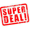 Super deal stempel in rode letters